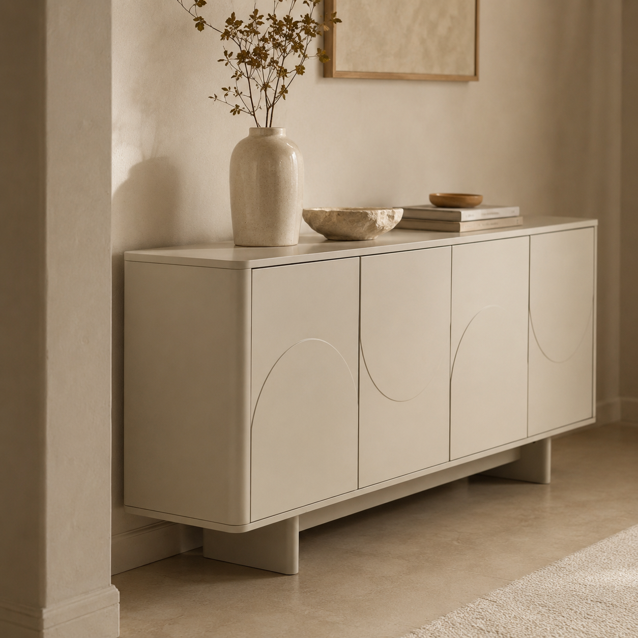 Aparador Lucén 4 puertas, madera, 180 × 75 cm