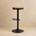Taburete giratorio Asira, asiento de madera, patas de polipropileno, asiento regulable 57-78,5 cm