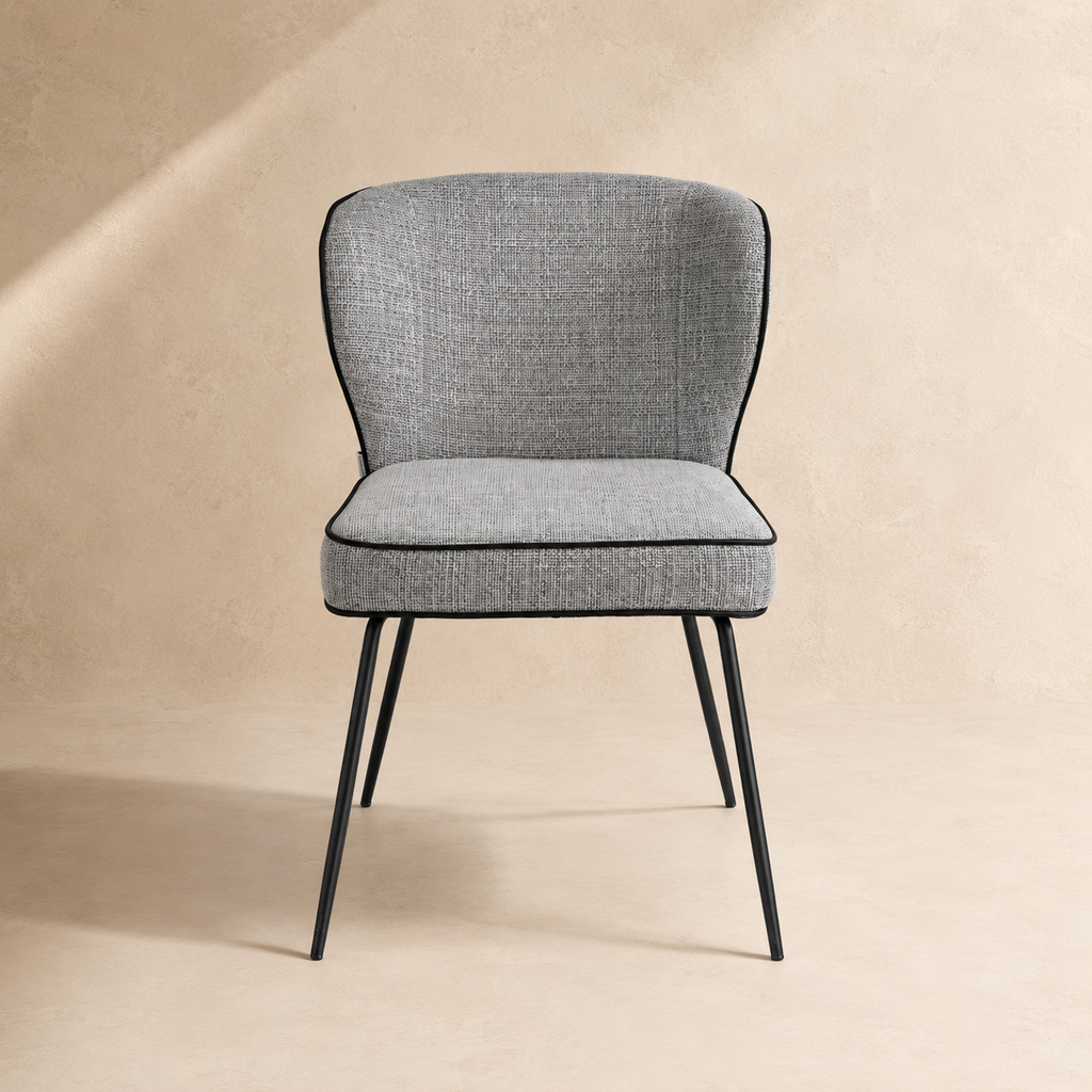 Silla de comedor tapizada, pata metálica