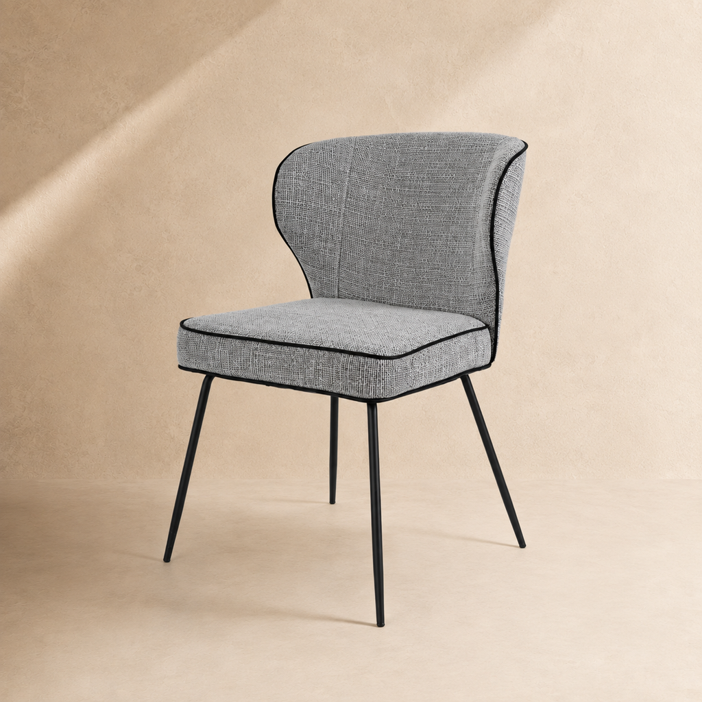 Silla de comedor tapizada, pata metálica