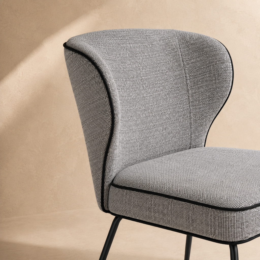 Silla de comedor tapizada, pata metálica