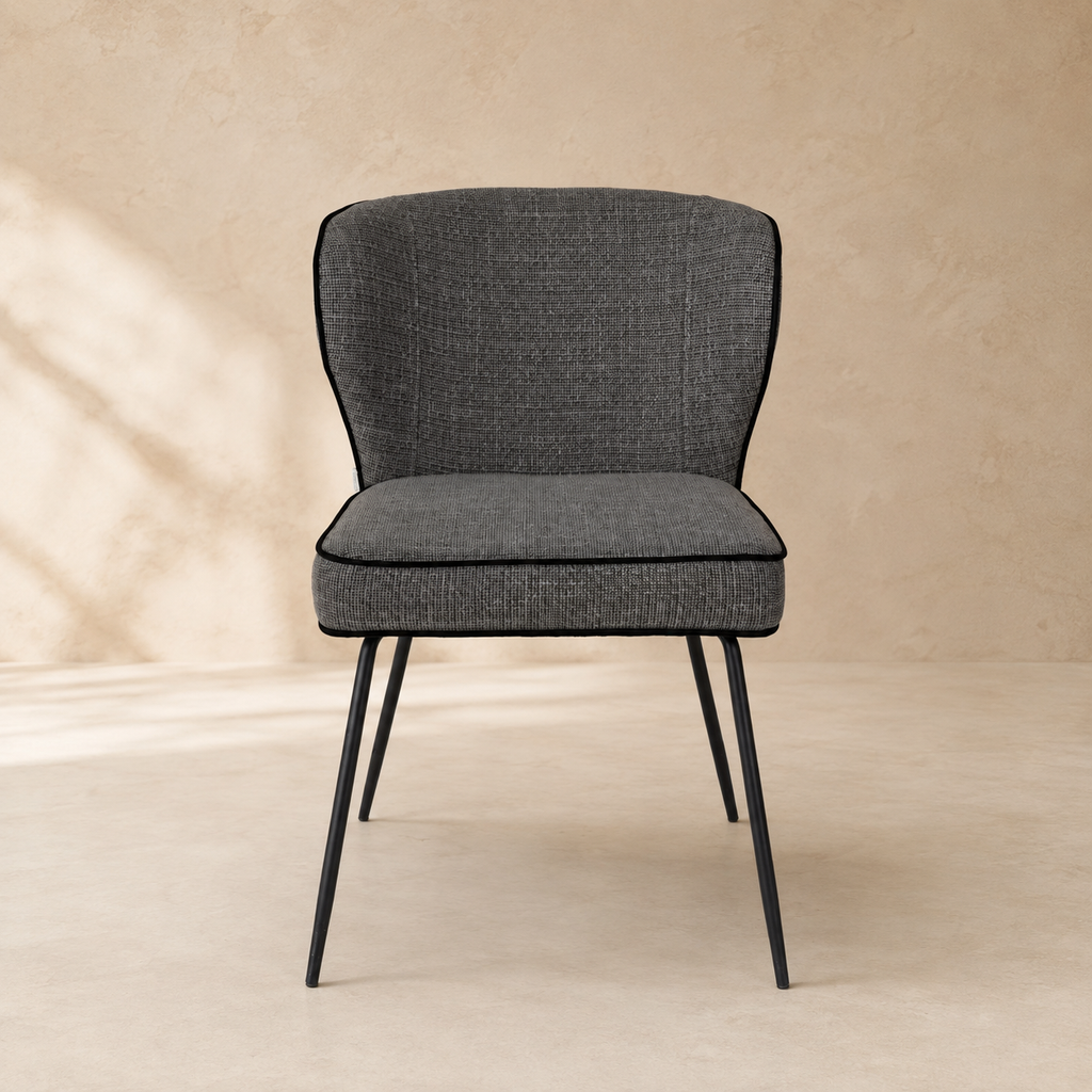 Silla de comedor tapizada, pata metálica