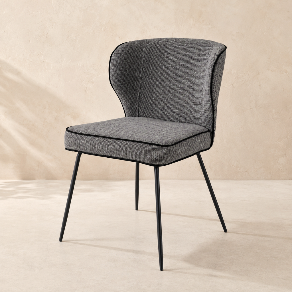 Silla de comedor tapizada, pata metálica