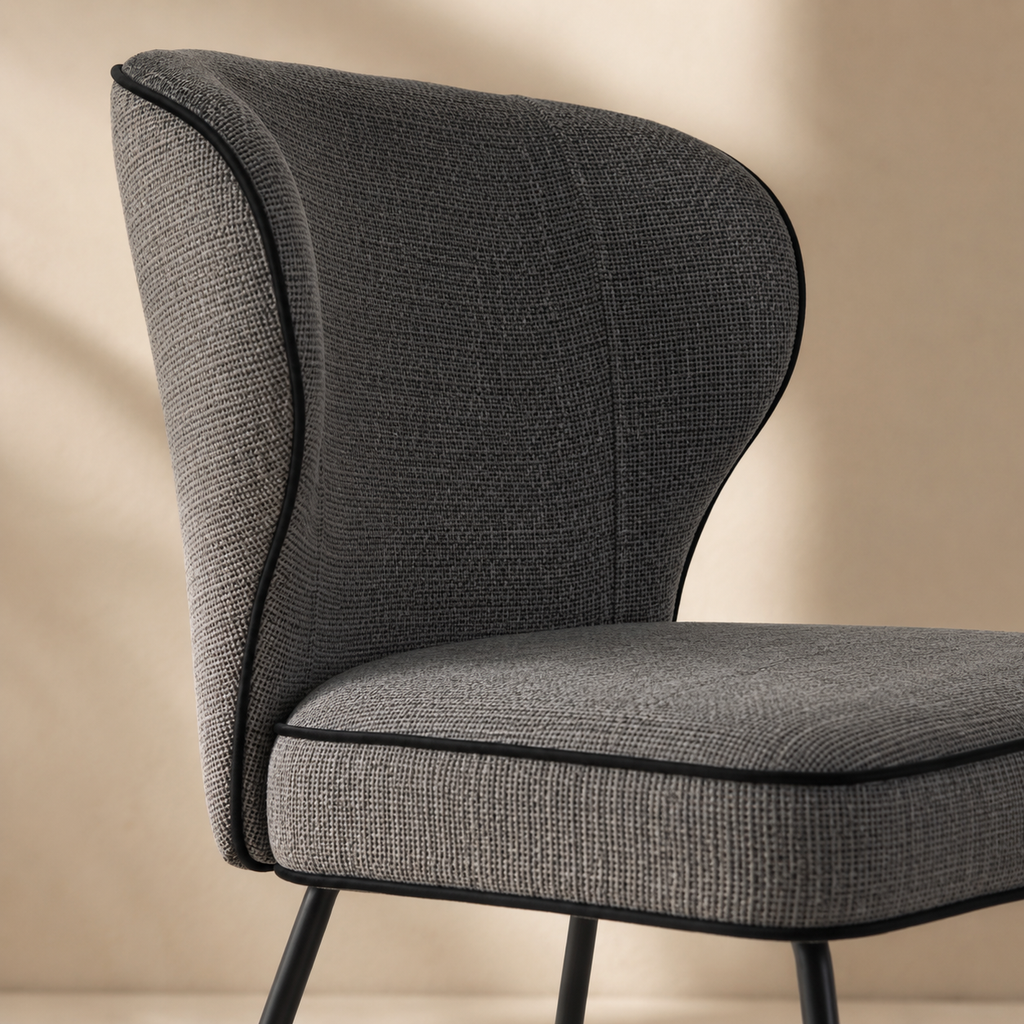 Silla de comedor tapizada, pata metálica