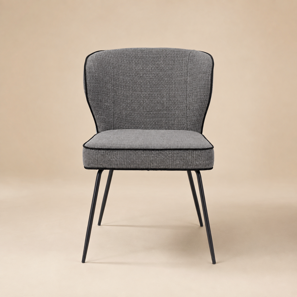 Silla de comedor tapizada, pata metálica