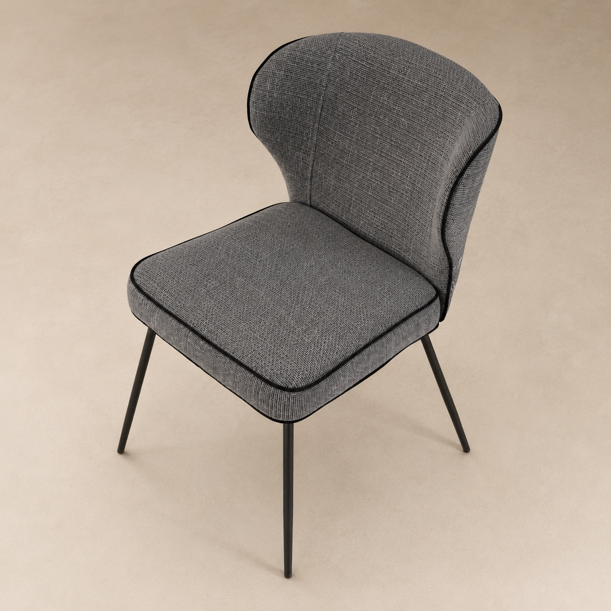 Silla de comedor tapizada, pata metálica