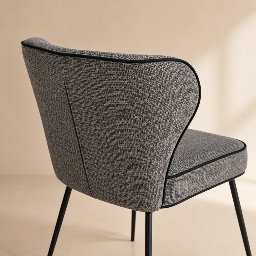 Silla de comedor tapizada, pata metálica