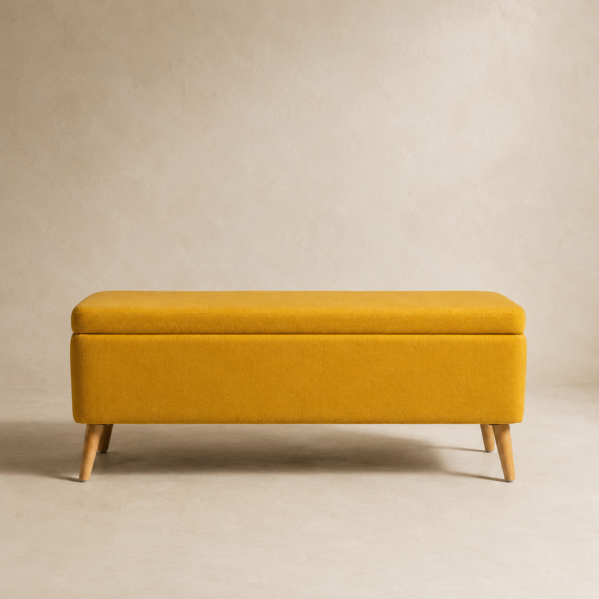 Banqueta tapizada con almacenaje, 120 cm