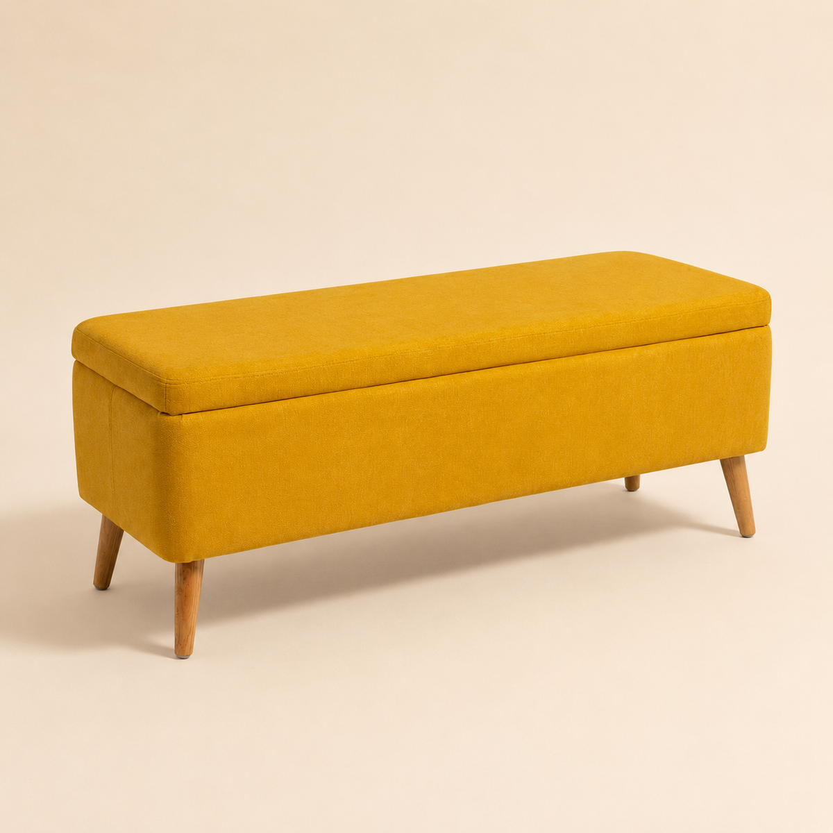 Banqueta tapizada con almacenaje, 120 cm