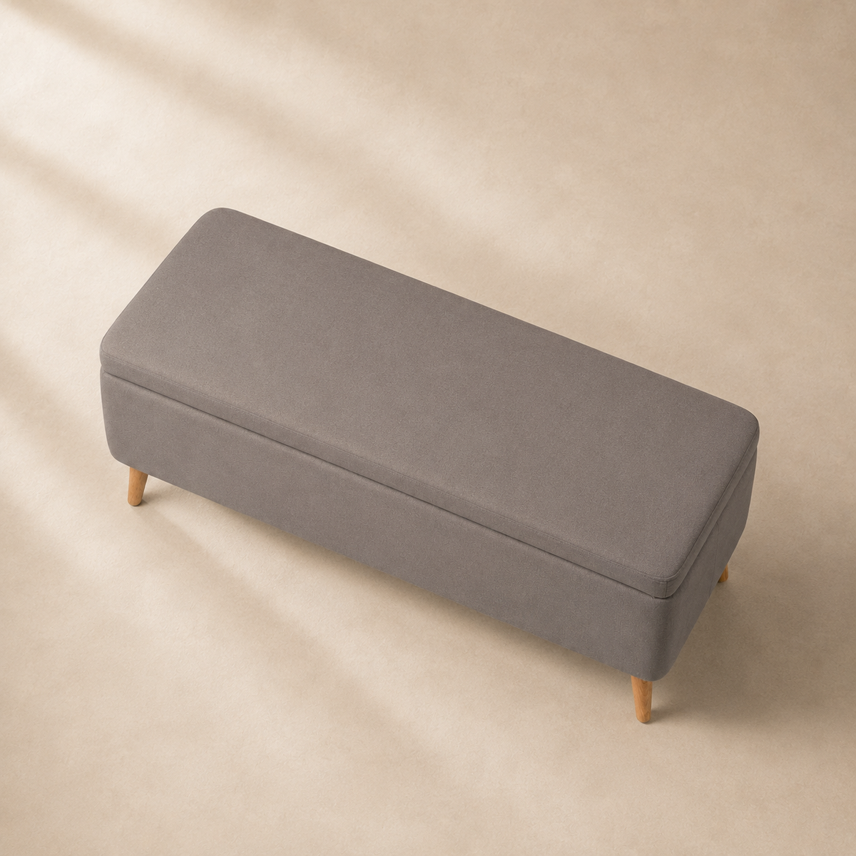 Banqueta tapizada con almacenaje, 120 cm