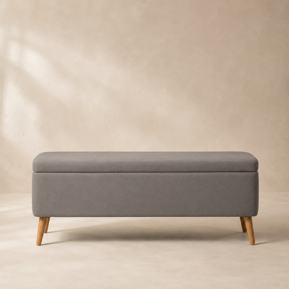 Banqueta tapizada con almacenaje, 120 cm