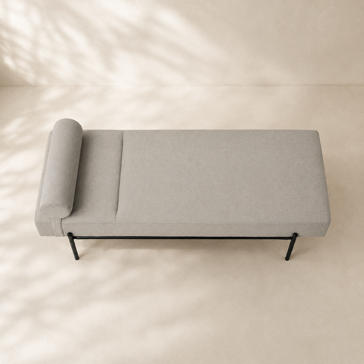 Banqueta tapizada, patas negras, 140 cm