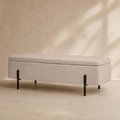 Banqueta tapizada con almacenaje, 120 cm