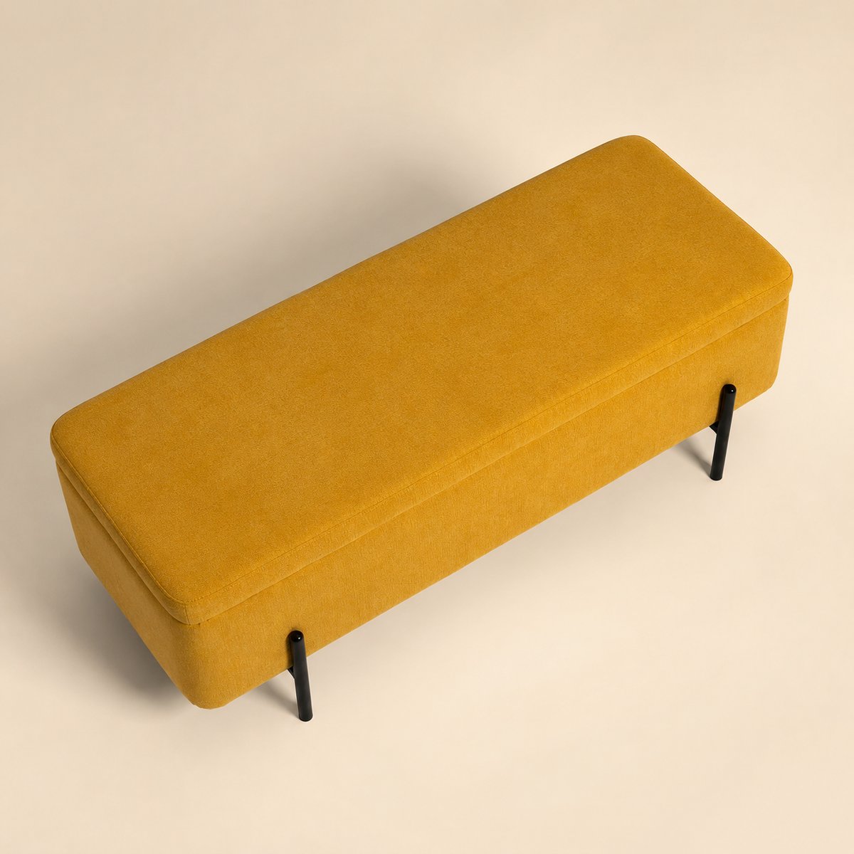 Banqueta tapizada con almacenaje, 120 cm