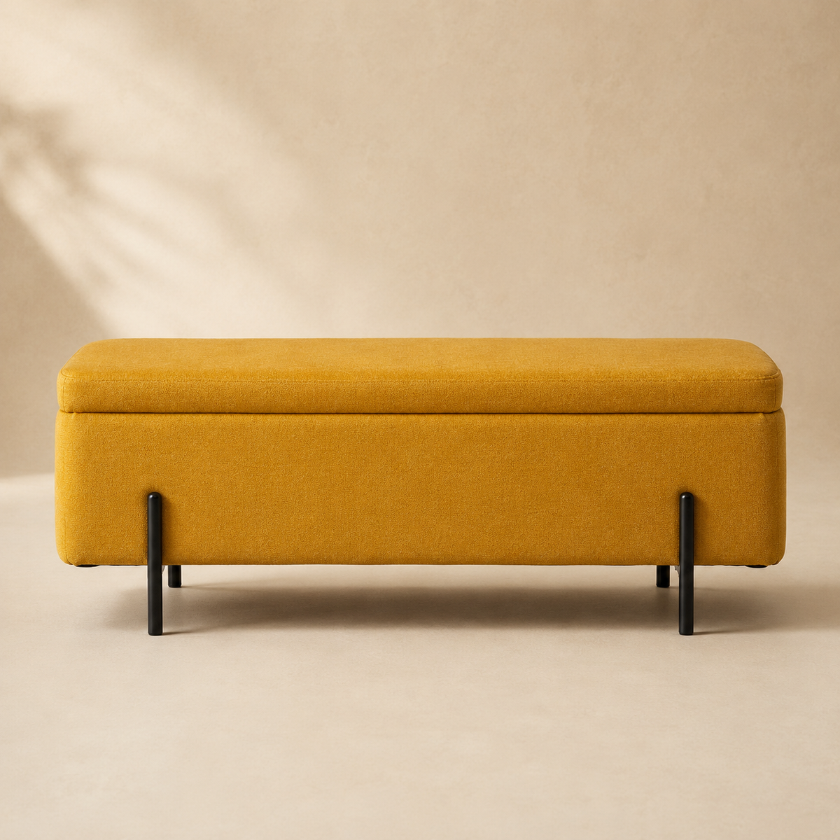 Banqueta tapizada con almacenaje, 120 cm
