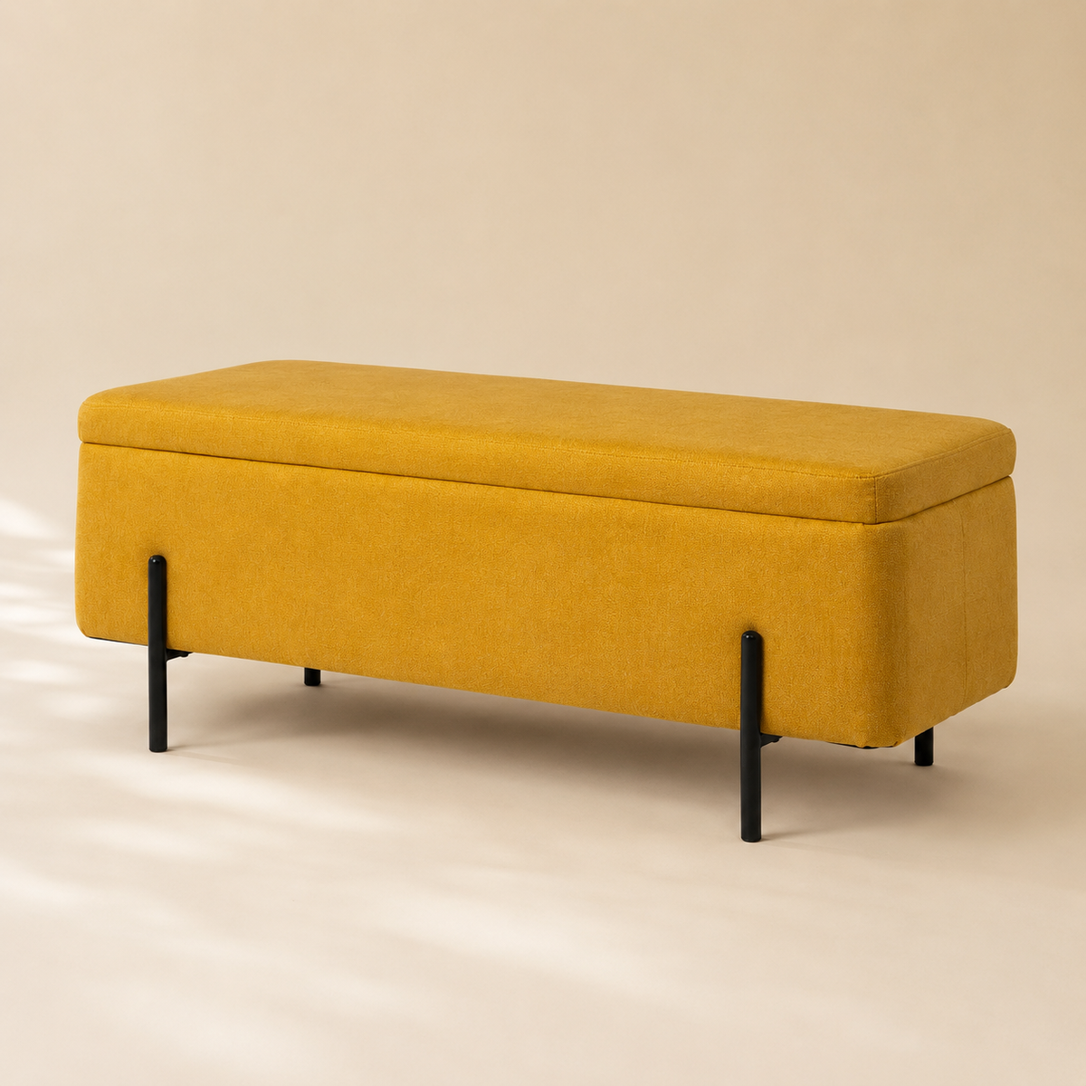 Banqueta tapizada con almacenaje, 120 cm