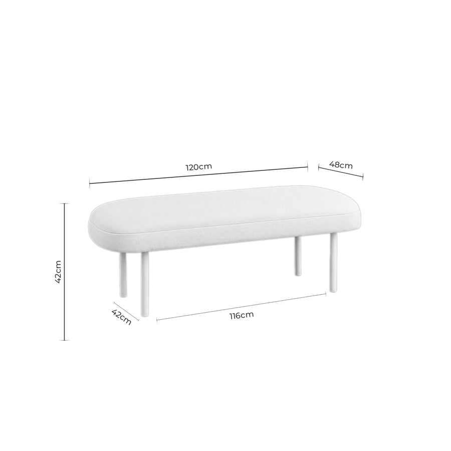 Banqueta Tila, tapizada, 120 x 48 cm