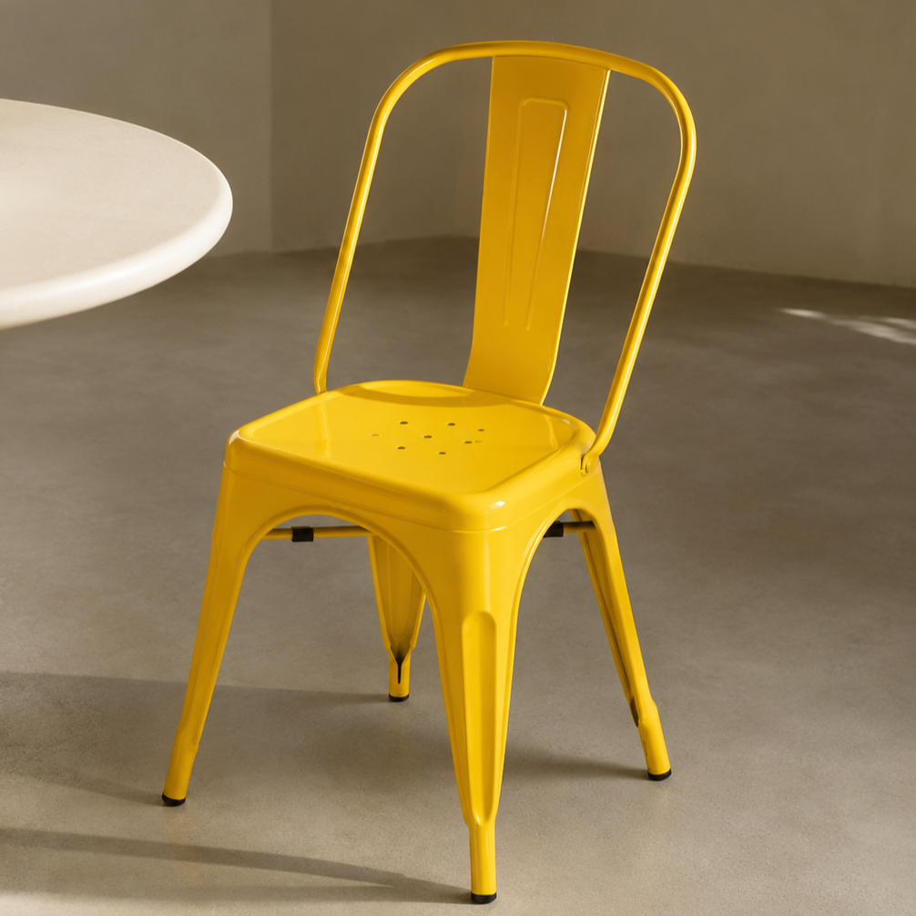 Silla de comedor de metal, pata metálica