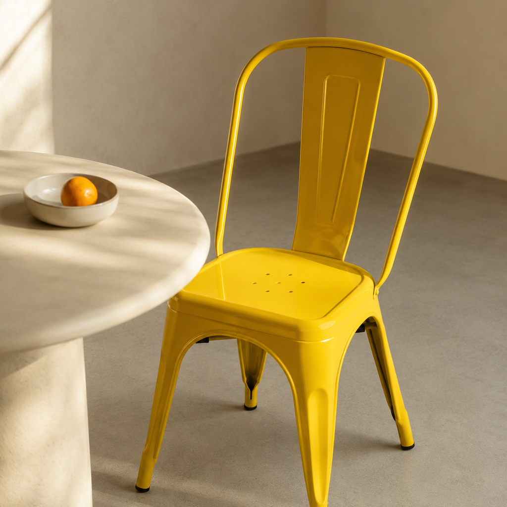 Silla de comedor de metal, pata metálica