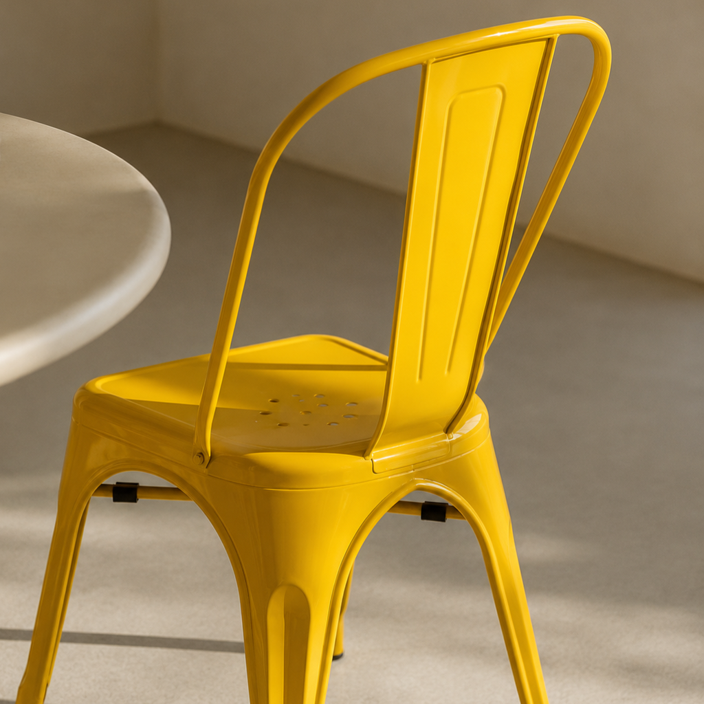 Silla de comedor de metal, pata metálica