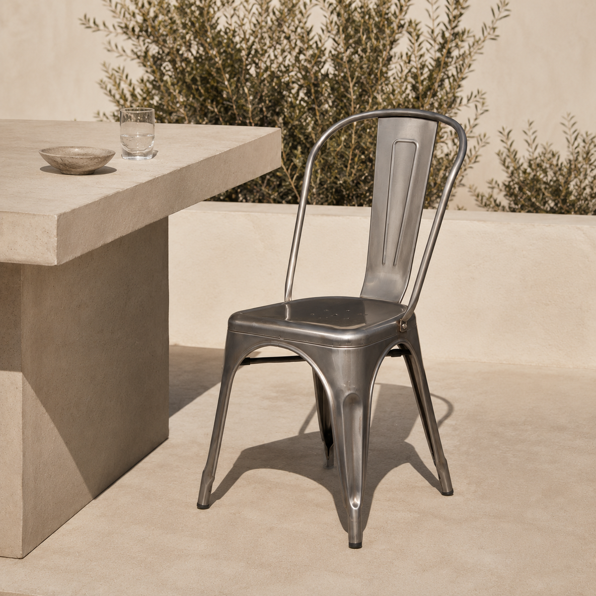 Silla de comedor de metal, pata metálica