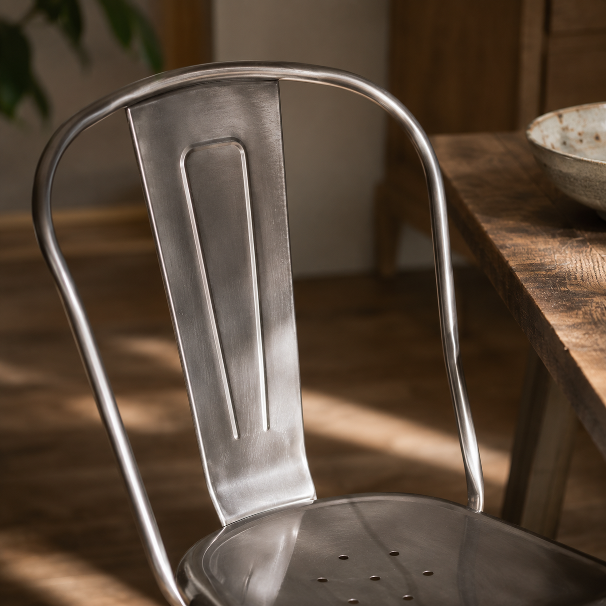 Silla de comedor de metal, pata metálica