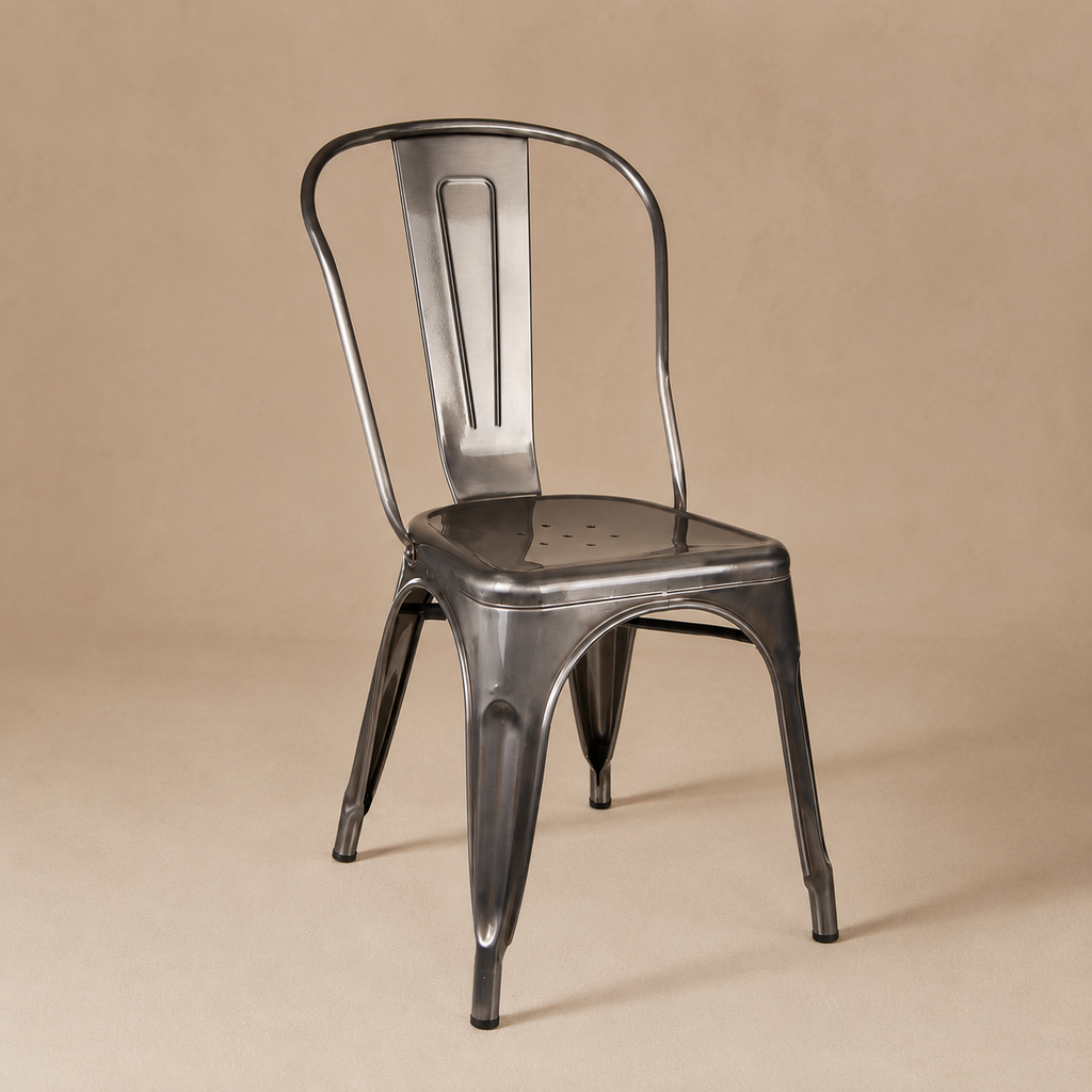 Silla de comedor de metal, pata metálica