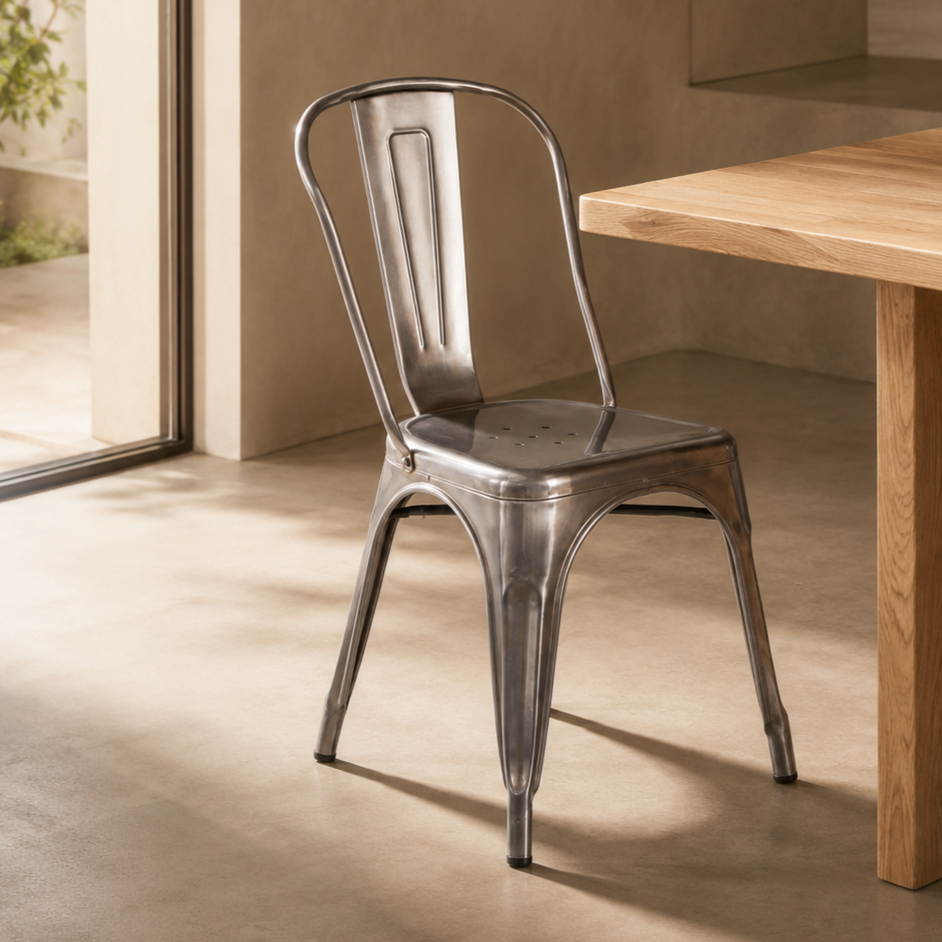 Silla de comedor de metal, pata metálica