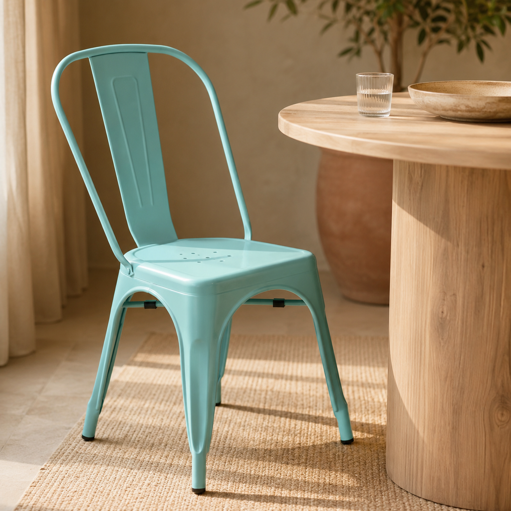 Silla de comedor de metal, pata metálica