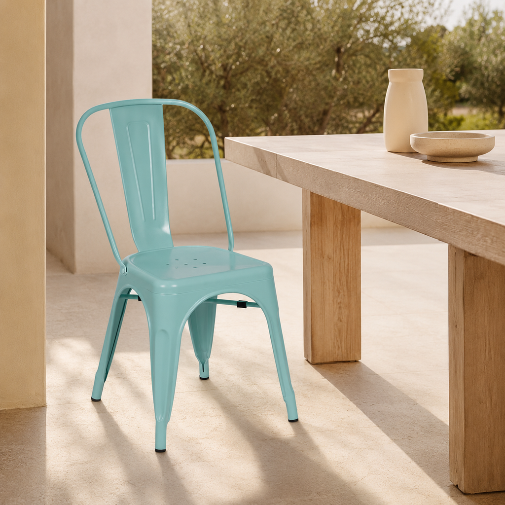 Silla de comedor de metal, pata metálica