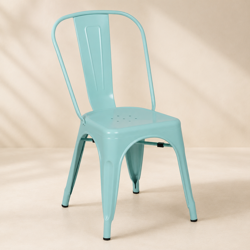 Silla de comedor de metal, pata metálica