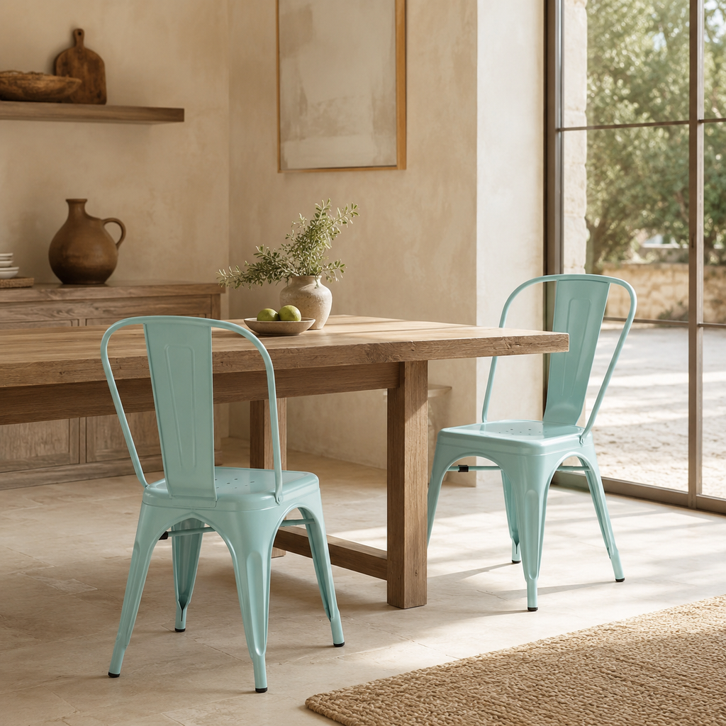 Silla de comedor de metal, pata metálica