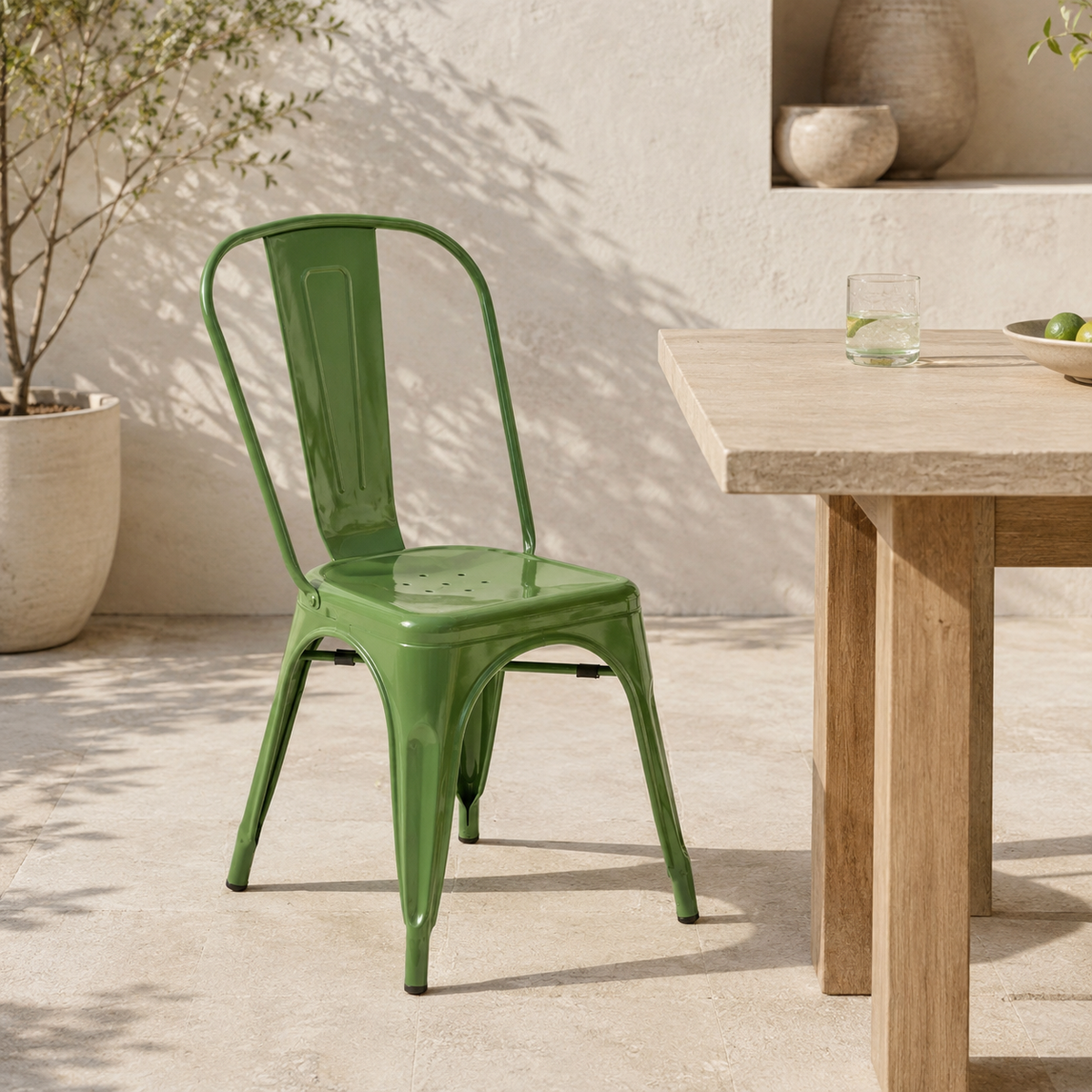 Silla de comedor de metal, pata metálica