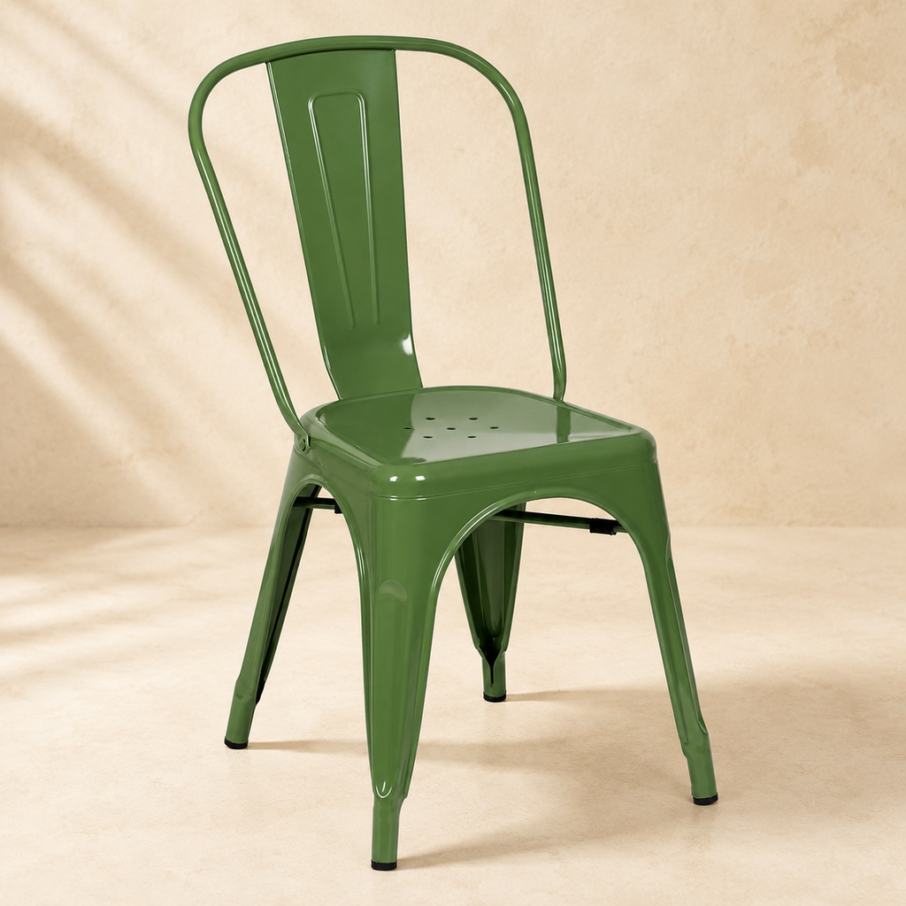 Silla de comedor de metal, pata metálica