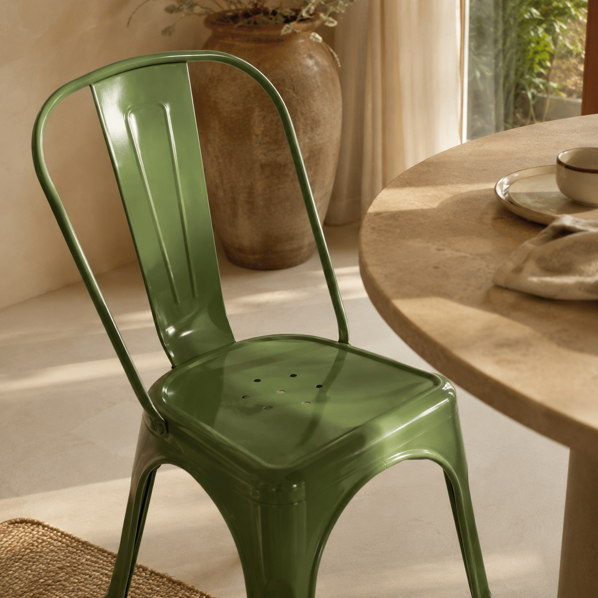 Silla de comedor de metal, pata metálica