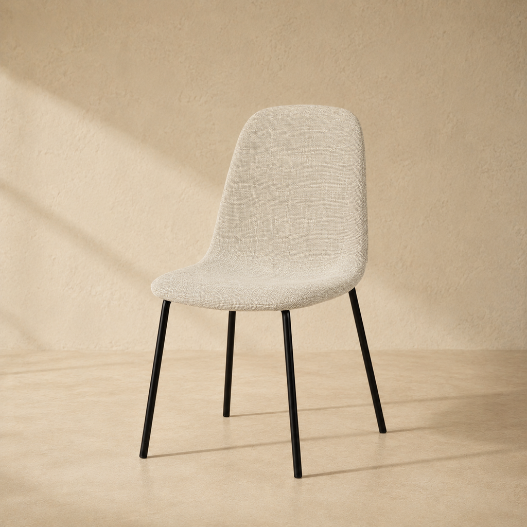 Silla de comedor tapizada, pata metálica