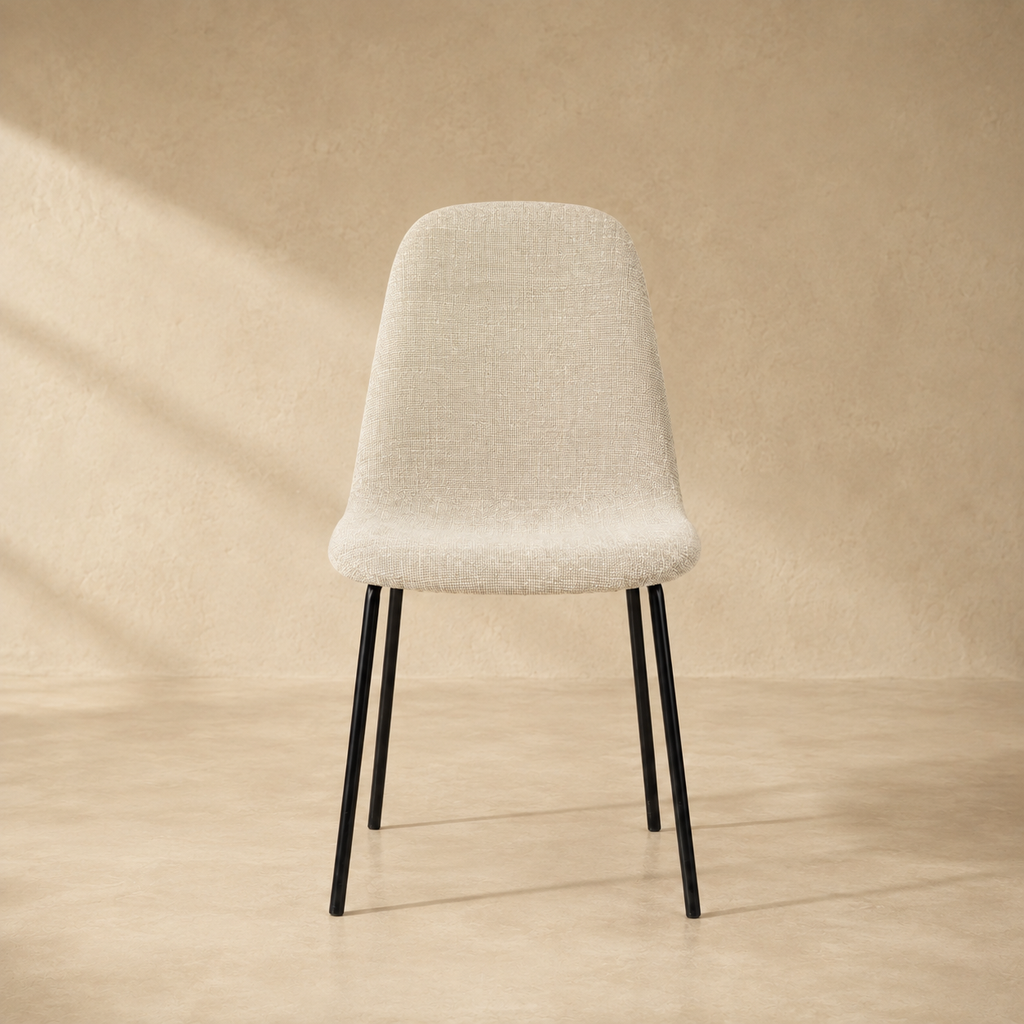 Silla de comedor tapizada, pata metálica