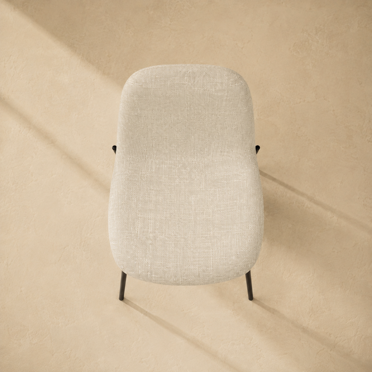 Silla de comedor tapizada, pata metálica