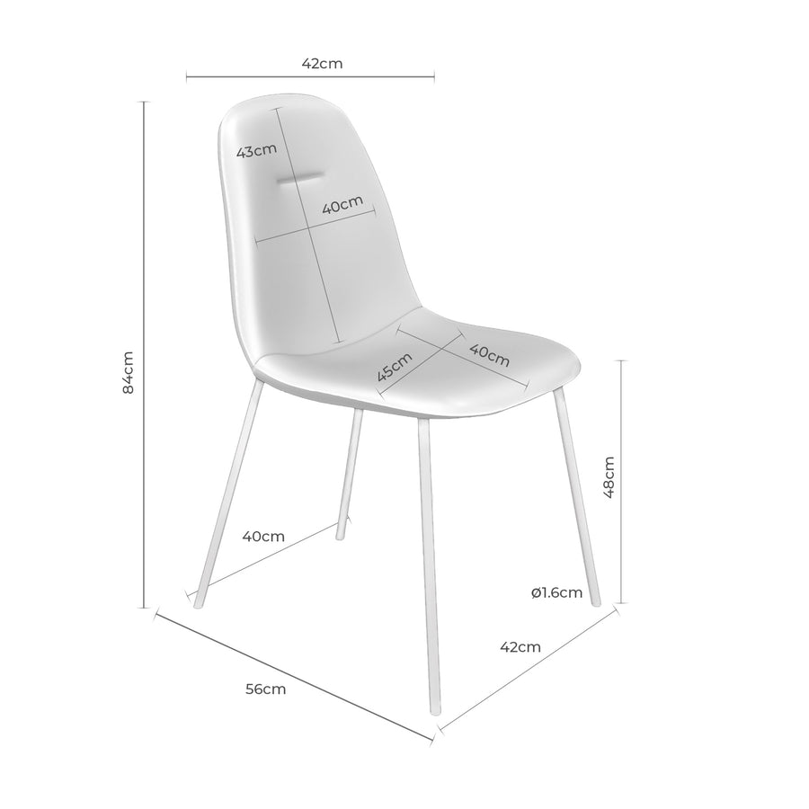 Upholstered dining chair, metal leg
