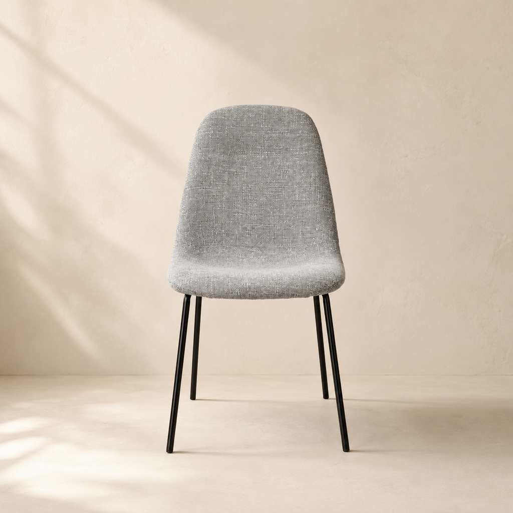 Silla de comedor tapizada, pata metálica