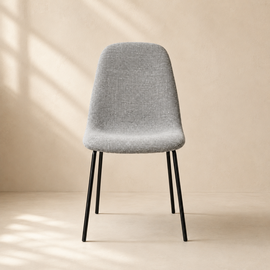 Silla de comedor tapizada, pata metálica