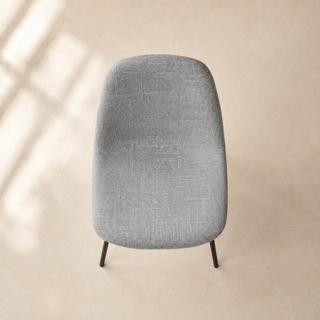 Silla de comedor tapizada, pata metálica