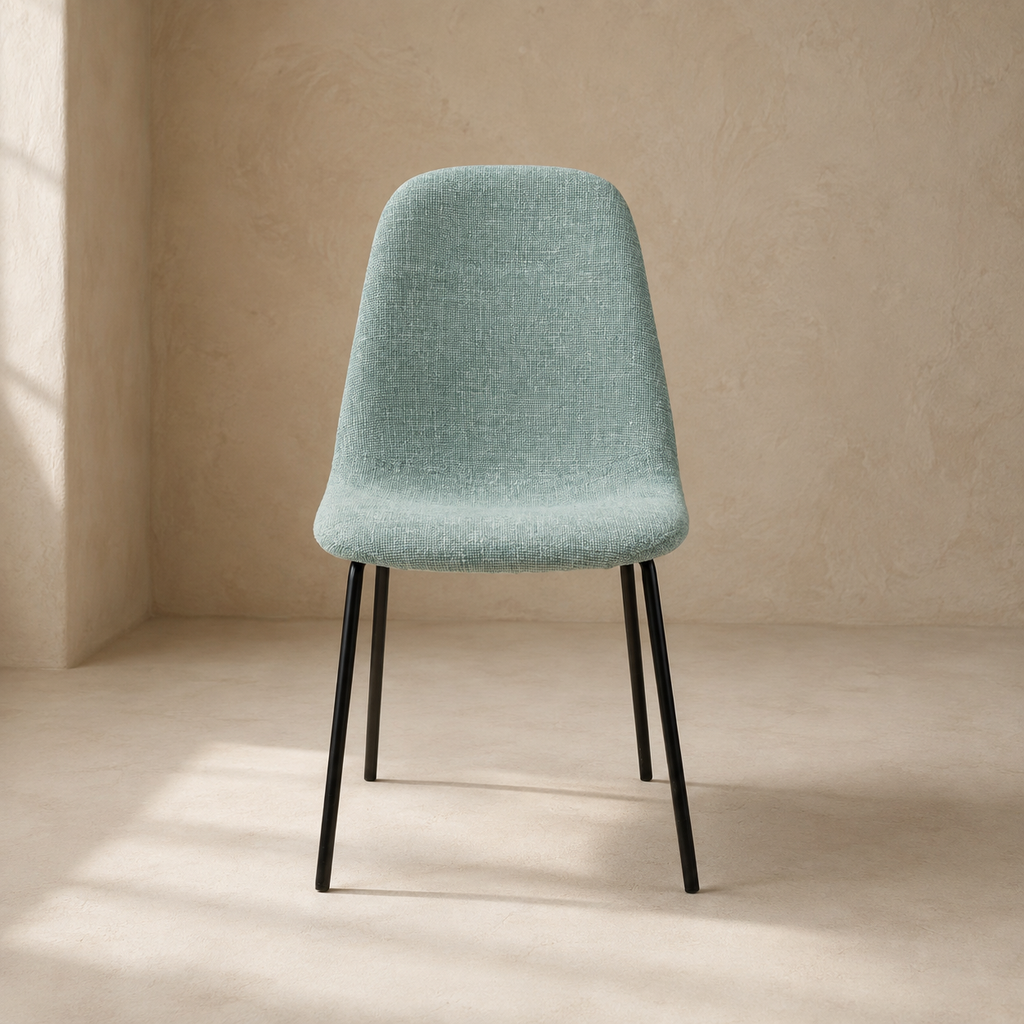 Silla de comedor tapizada, pata metálica