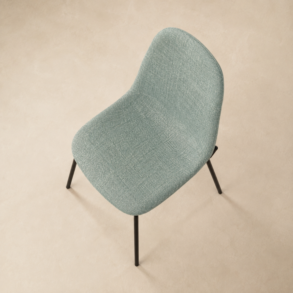 Silla de comedor tapizada, pata metálica