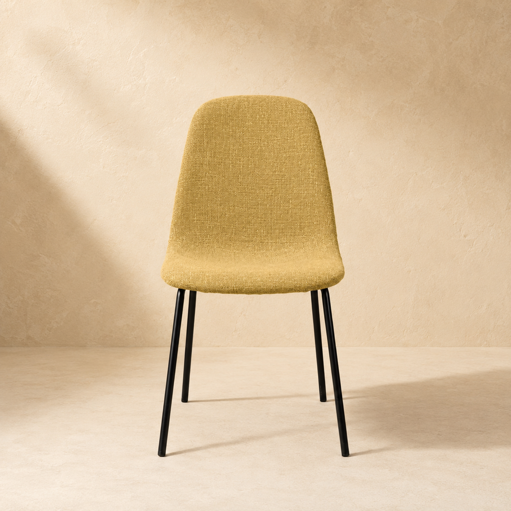 Silla de comedor tapizada, pata metálica