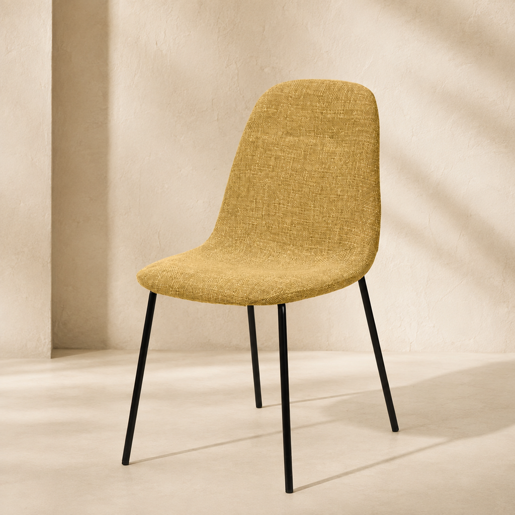 Silla de comedor tapizada, pata metálica