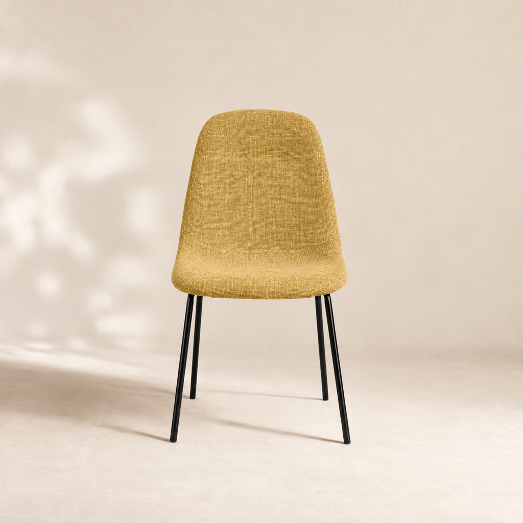 Silla de comedor tapizada, pata metálica