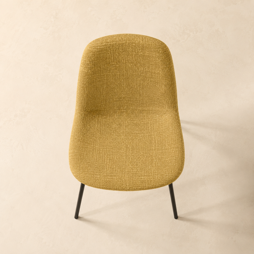 Silla de comedor tapizada, pata metálica