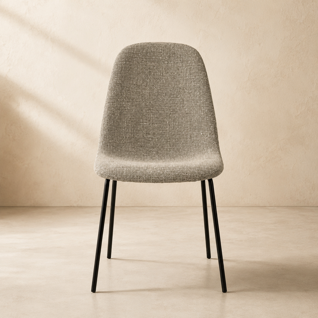 Silla de comedor tapizada, pata metálica