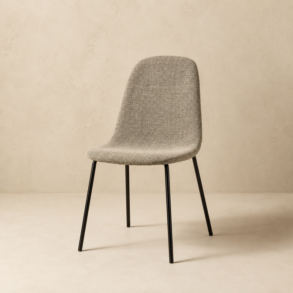 Silla de comedor tapizada, pata metálica